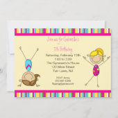 体操の棒の姿の誕生日の招待状 招待状 (正面)