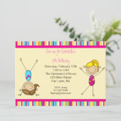 体操の棒の姿の誕生日の招待状 招待状 (スタンド正面)