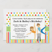 体操の男の子および女の子の誕生会 招待状 (正面)