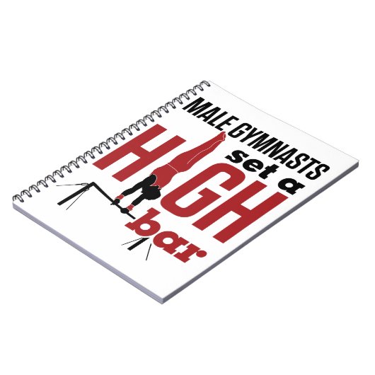 体操の男性の男子の体操選手が高いバーを設定 ノートブック (左側)