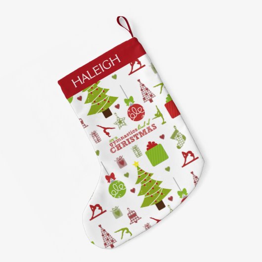 体操の種類のモノグラムとのクリスマス スモールクリスマスストッキング (裏面 (吊り時))