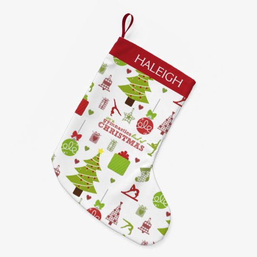 体操の種類のモノグラムとのクリスマス スモールクリスマスストッキング (正面 (吊り時))