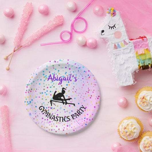 体操の色彩と星の色合い ペーパープレート (パーティー)