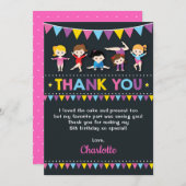 体操の誕生会のガーリーなピンクの体育館 サンキューカード (正面/裏面)