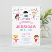 体操の誕生会のジャンプのダンスの女の子 招待状 (スタンド正面)