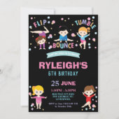 体操の誕生会のジャンプのダンスの女の子 招待状 (正面)