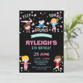 体操の誕生会のジャンプのダンスの女の子 招待状 (スタンド正面)