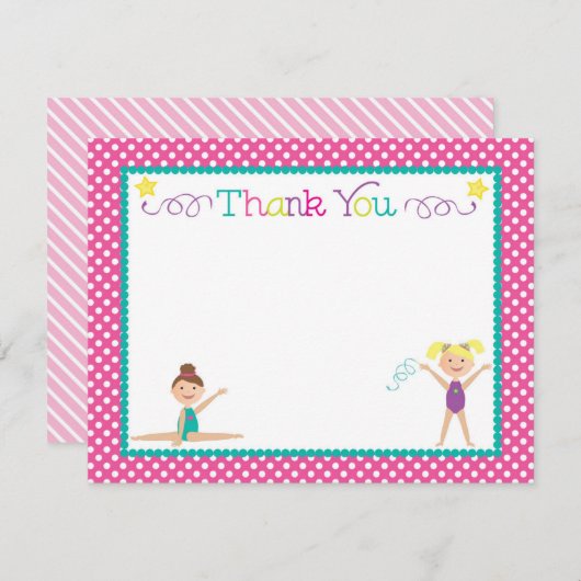 体操の誕生会はノート感謝していしています サンキューカード (正面/裏面)