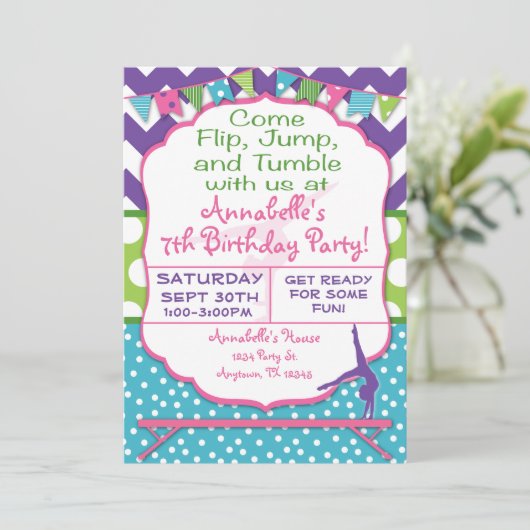 体操の誕生日のパーティの招待状 招待状 (スタンド正面)