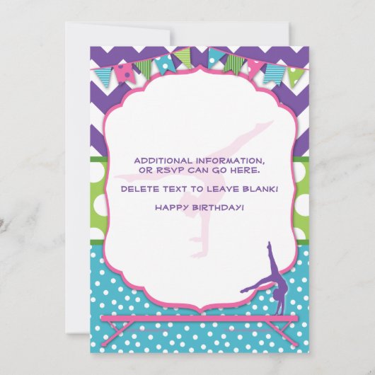 体操の誕生日のパーティの招待状 招待状 (裏面)