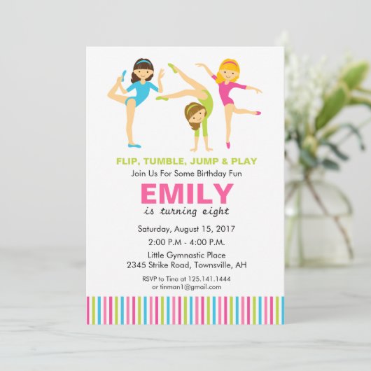 体操の誕生日のパーティの招待状 招待状 (スタンド正面)