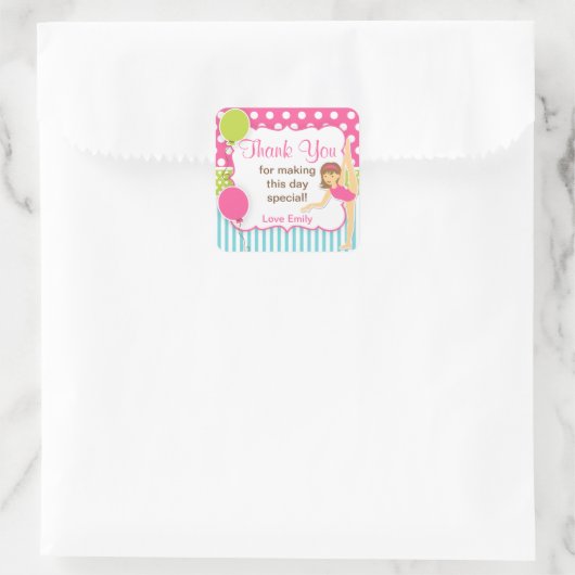 体操の誕生日のメッセージカード スクエアシール (バッグ)