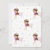 体操の誕生日のユニコーンの女の子の体操のパーティー 招待状 (裏面)