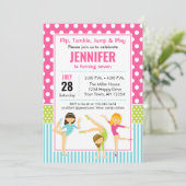体操の誕生日の招待状の女の子のパーティー 招待状 (スタンド正面)
