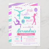 体操の誕生日パーティーが女の子に招待される  招待状 (正面/裏面)