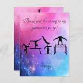 体操の誕生日パーティーにお礼のカード サンキューカード (正面/裏面)
