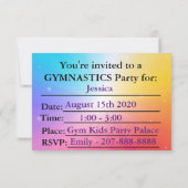 体操の誕生日パーティーへの招待 (裏面)