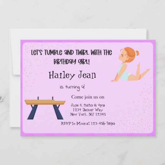 体操の誕生日パーティーへの招待 招待状 (正面)