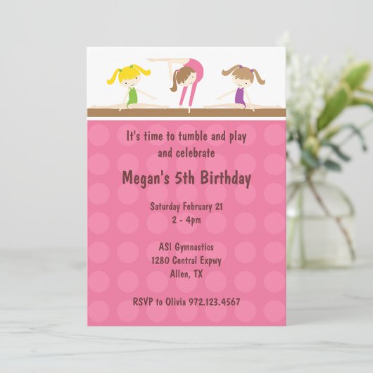 体操の誕生日パーティーへの招待 招待状 (スタンド正面)