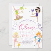 体操の誕生日パーティーへの招待・ Pinwheels 招待状 (正面)