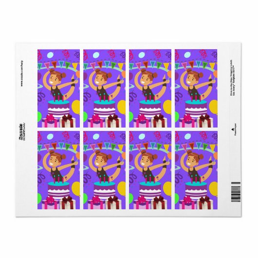 体操の誕生日パーティー ラベル (フルシート)