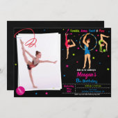 体操の誕生日招待状 女の子が転んでる 招待状 (正面/裏面)