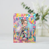 体操の鮮やかに彩られた、特別な誕生日 ポストカード (スタンド正面)