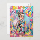 体操の鮮やかに彩られた、特別な誕生日 ポストカード (正面/裏面)