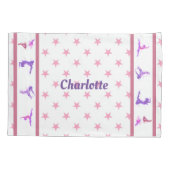 体操はピンクの女の子のモノグラムの名前を主演します 枕カバー (裏面)