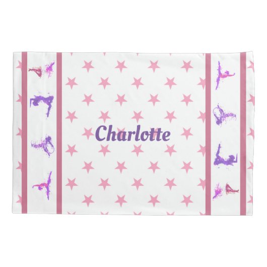 体操はピンクの女の子のモノグラムの名前を主演します 枕カバー (裏面)