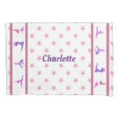 体操はピンクの女の子のモノグラムの名前を主演します 枕カバー (正面)