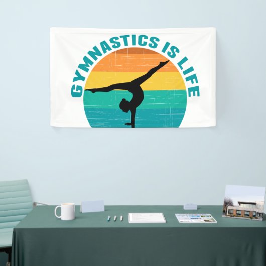 体操は人生で美しいサンセット体操選手 横断幕 (トレードショー)