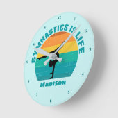 体操は人生の日没パーソナライズされた体操選手 ラウンド壁時計 (傾斜)