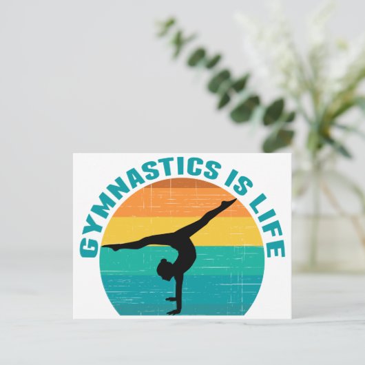 体操は人生の美しいサンセットギムナストティール(緑がかった色) ポストカード (スタンド正面)