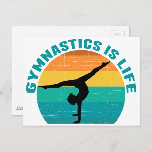 体操は人生の美しいサンセットギムナストティール(緑がかった色) ポストカード (正面/裏面)