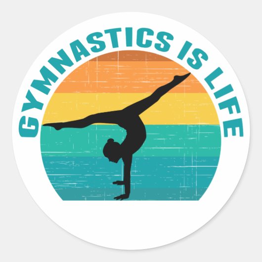 体操は人生の美しいサンセットギムナストティール(緑がかった色) ラウンドシール (正面)