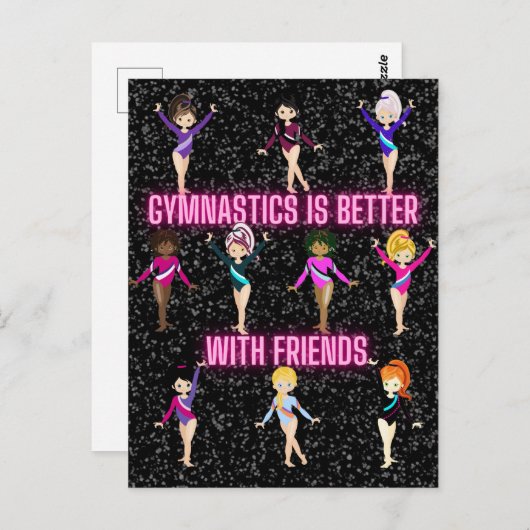 体操は友達とダーク・スパークルが似合う ポストカード (正面/裏面)