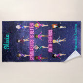 体操は友達に似合パーソナライズされたう ビーチタオル (正面)