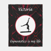 体操は私の人生カスタム体操選手バランスビーム フリースブランケット (正面)