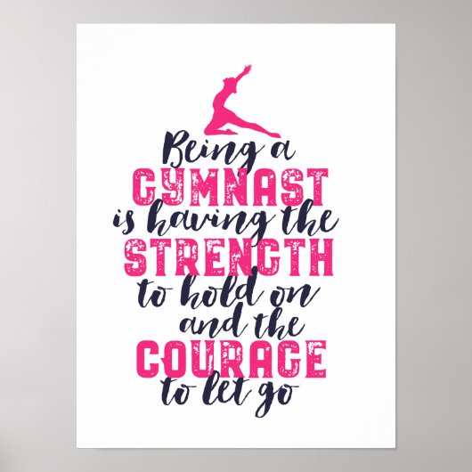 体操やる気を起こさせる引用文スポーツガールギムナスト ポスター (正面)