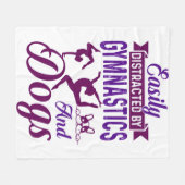 体操や犬に気を取られる フリースブランケット (正面(横))