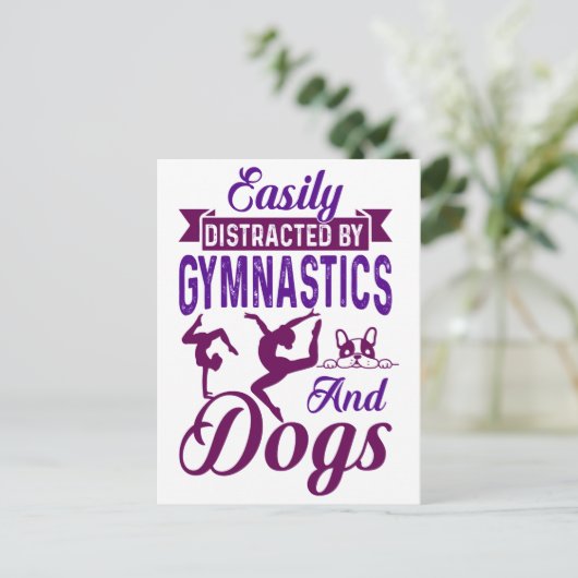 体操や犬に気を取られる ポストカード (スタンド正面)