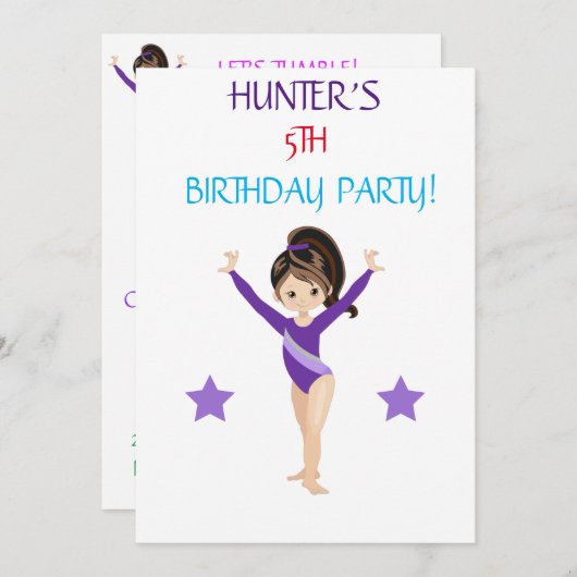 体操を転倒しよう"誕生日招待状 招待状 (正面/裏面)