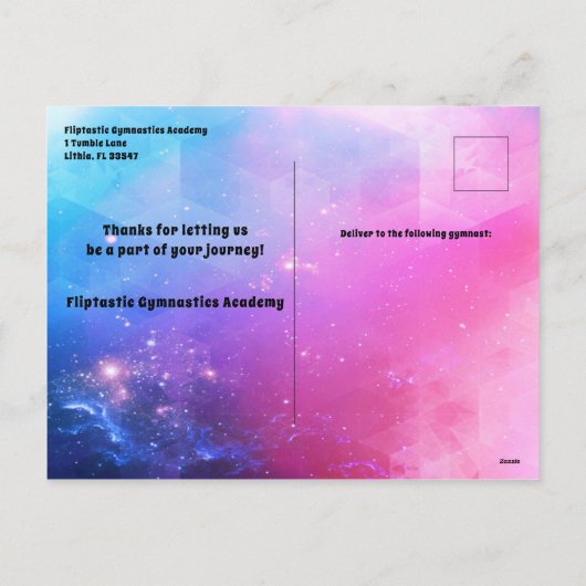 体操アカデミーから学生へ休暇はがき シーズンポストカード (裏面)