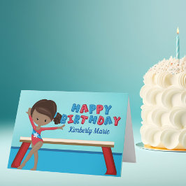 体操アフリカンアメリカンガールギムナスト誕生日 カード