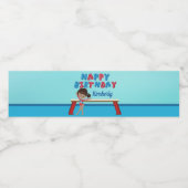 体操アフリカ系アメリカ人ガールバースデーパーティー ペットボトルラベル (シングルラベル)