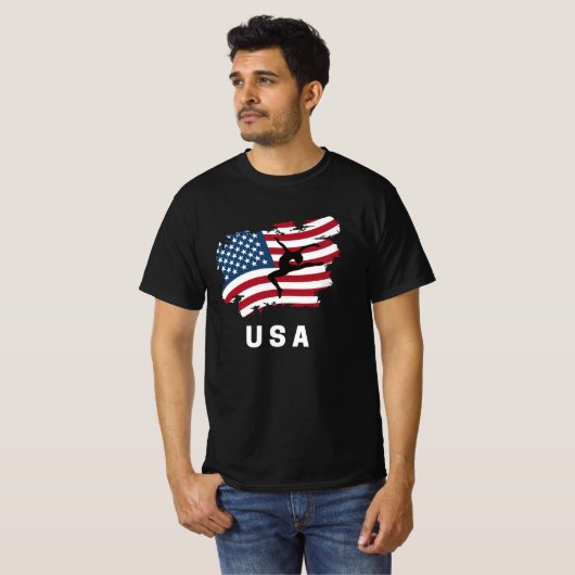 体操アメリカ合衆国国旗 Tシャツ (正面フル)