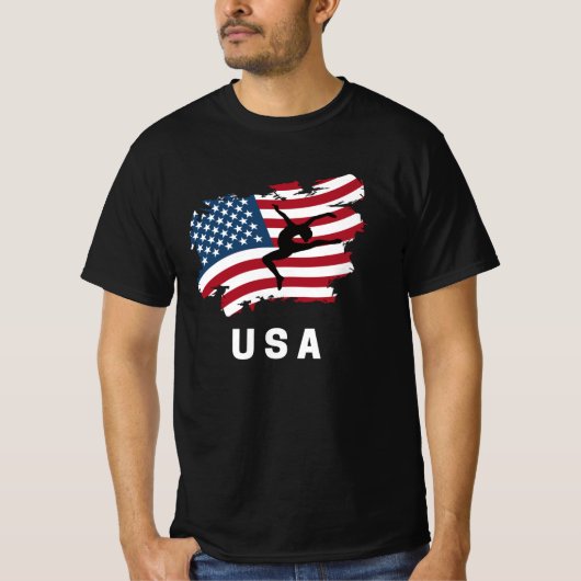 体操アメリカ合衆国国旗 Tシャツ (正面)