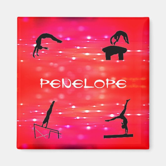 体操イベントパーソナライズされた女子 マグネット (正面)