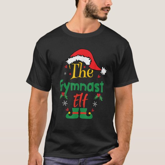 体操エルフ クリスマス グループ クリスマス マッチング ファミリー R Tシャツ (正面)